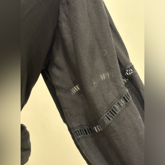 Free People Dream Girl Wrap Top M Black Puff Balloon Long Sleeves V-Neck - Picture 3 of 6